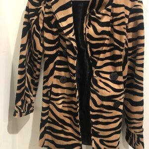 Heart Soul Black and Tan Zebra Print Teddy Jacket